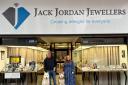 Mike and Michelle with Rufus and Casper outside Jack Jordan Jewellers