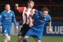 Greg Young in action during Tuesday's Setanta Shield clash with Farsley.