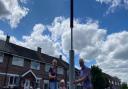 Cllrs Sue Maitland and Barry Winstanley with one of the new lampposts
