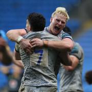 Jean-Luc du Preez and Cameron Neild celebrate at Wasps