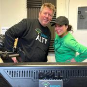 Station manager and founding member of RadioAlty, Rod Maxwell, with Marcella Hazell, host of ‘What’s The Craic’