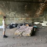 Rubbish tipped under the bridge on Hawthorn Road, photographed by Coun Sarah Haughey