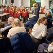 Crowds gathered at the venue to listen to Urmston Primary School Choir