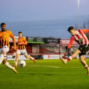 Chris Conn-Clarke scoring Alty’s third goal. Picture by Jonathan Moore