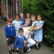 Helen took the torch to Worthington Primary School