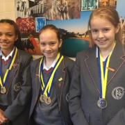 The Flixton Girls' School pupils with their gold medals