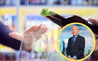 Background - A person declining wine, Foreground - Lord Sugar (PA)