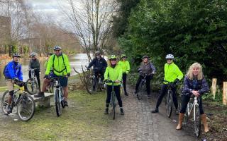 Members of Urmston Social Cycling group with organiser Sarah (right)