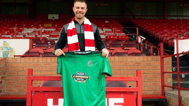New Altrincham goalkeeper and coach Matt Gould at the J.Davidson Stadium after arriving from Spennymoor 