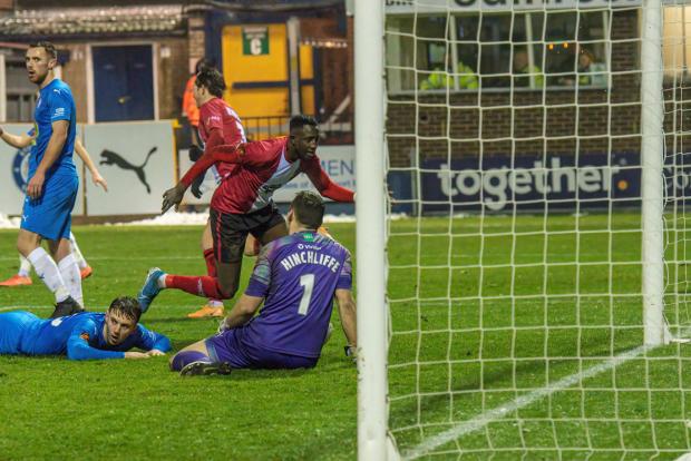 Messenger Newspapers: Yusifu Ceesay scores Altrincham’s opening goal 