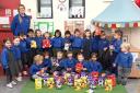 Children from Lostock Preschool with some of their Easter eggs