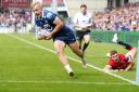 Sale Sharks' Arron Reed dives in to score his side's second try