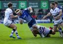 HALTED: Sale Sharks’ Dan du Preez tried to break free during the Heineken Champions Cup clash with Bristol. Picture by Ian Hodgson/PA Wire