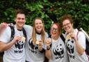 People with their WWF shirts eco-medals