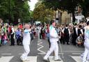 Paralympic torchbearers recreate the famous Beatles album cover at Abbey Road