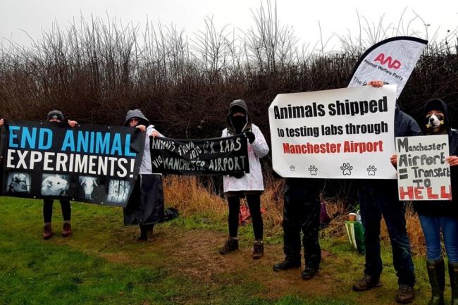 The activists at Manchester Airport.