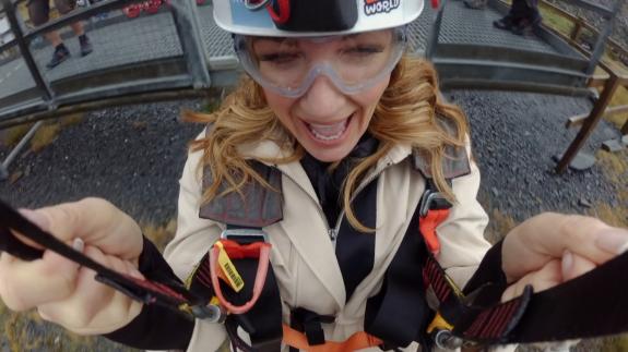 Messenger Newspapers: Karren Brady on the Zip World tour (BBC/Naked) Messenger Newspapers: Karren Brady on the Zip World tour (BBC/Naked)