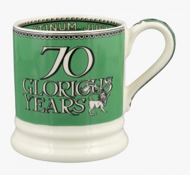 Messenger Newspapers: Queen's Platinum Jubilee 70 Glorious Years 1/2 Pint Mug (Emma Bridgewater