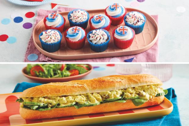 Messenger Newspapers: (Top) Jubilee Cupcake Platter (bottom) Coronation Chicken Baguette (Morrisons/Canva)