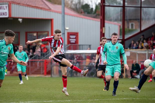 ROBINS RETURN: Josh Lundstram lets fly against Spennymoor Town during his loan spell with Alty two years ago. Picture by Jonathan Moore