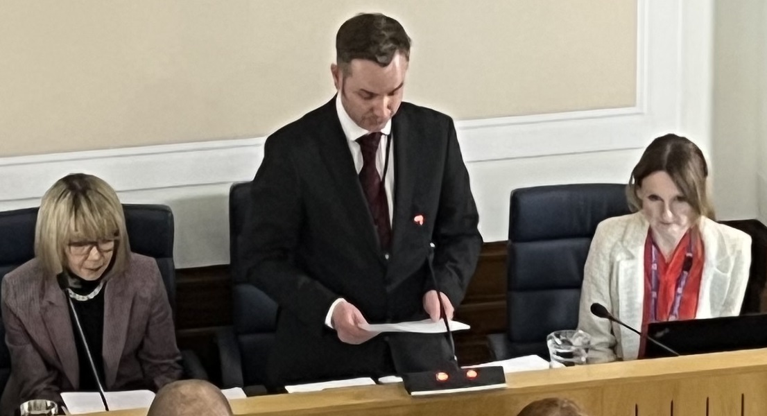 Council leader, Cllr Tom Ross, delivers his budget speech