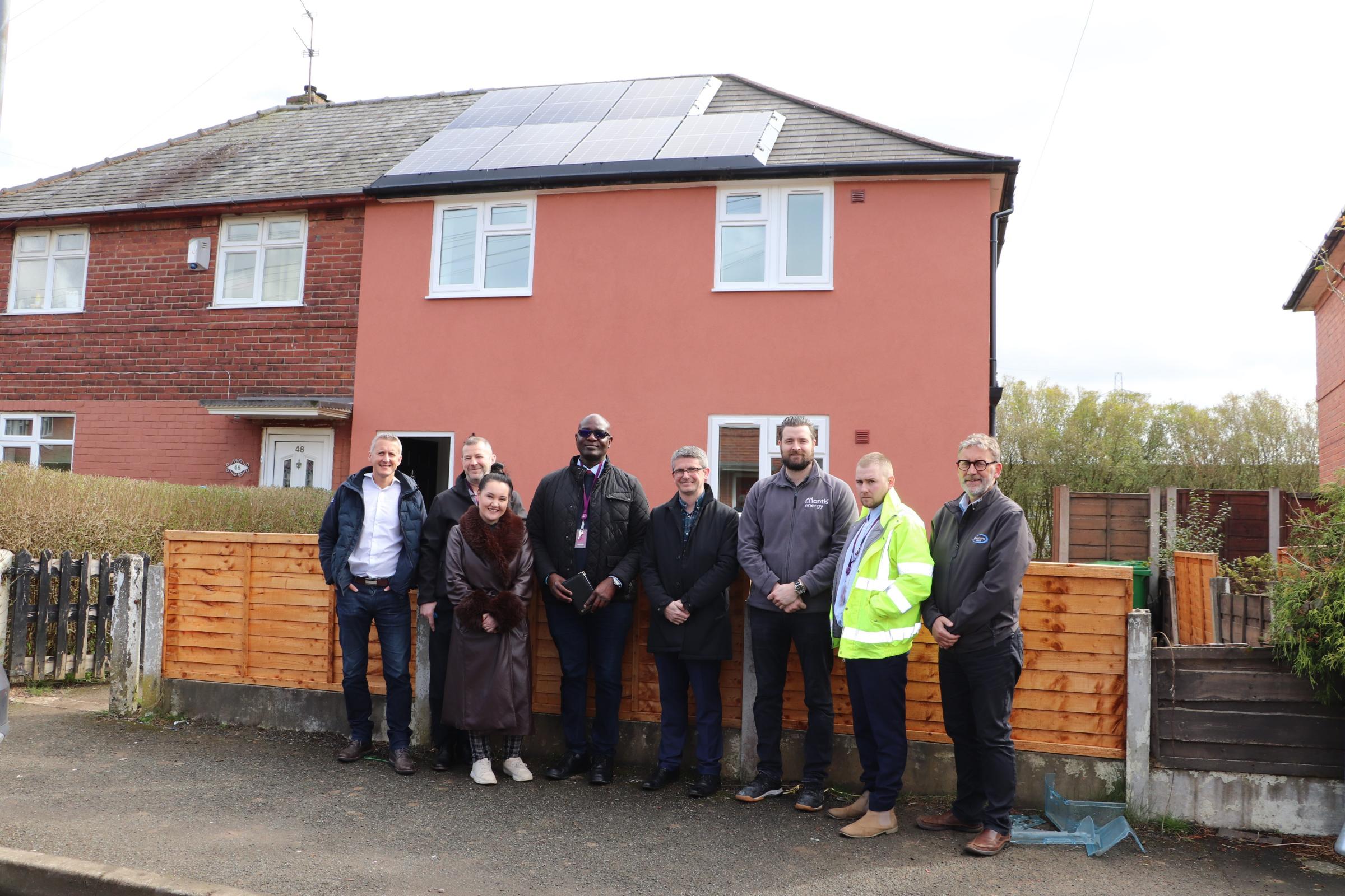 Councillors and contractors take a tour of a recently completed zero carbon retrofit in Higher Blackley (Picture: Manchester City Council)