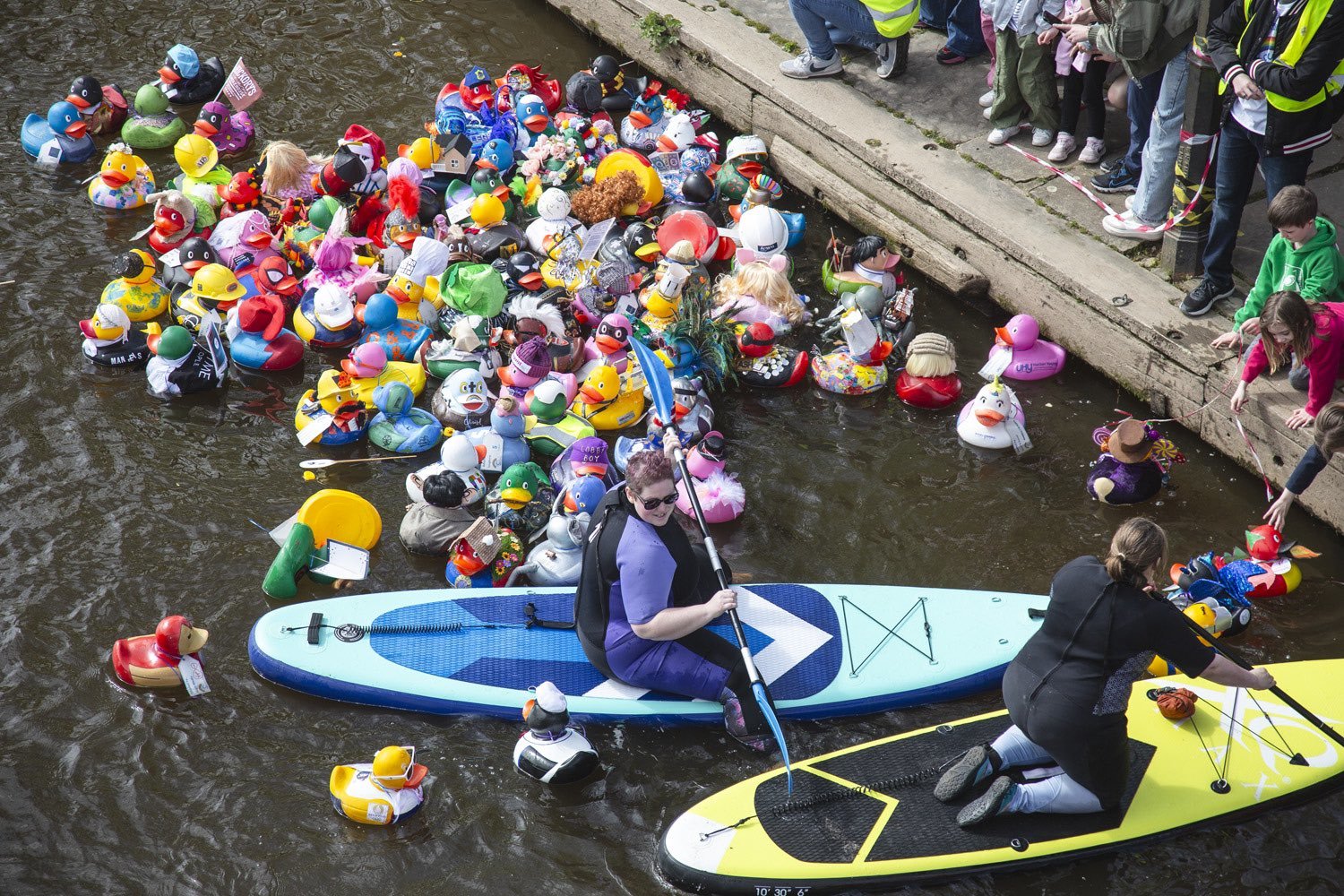 The Chester Duck Race saw a packed crowd at the River Dee on Saturday. Pictures: Danjeoryphoto.