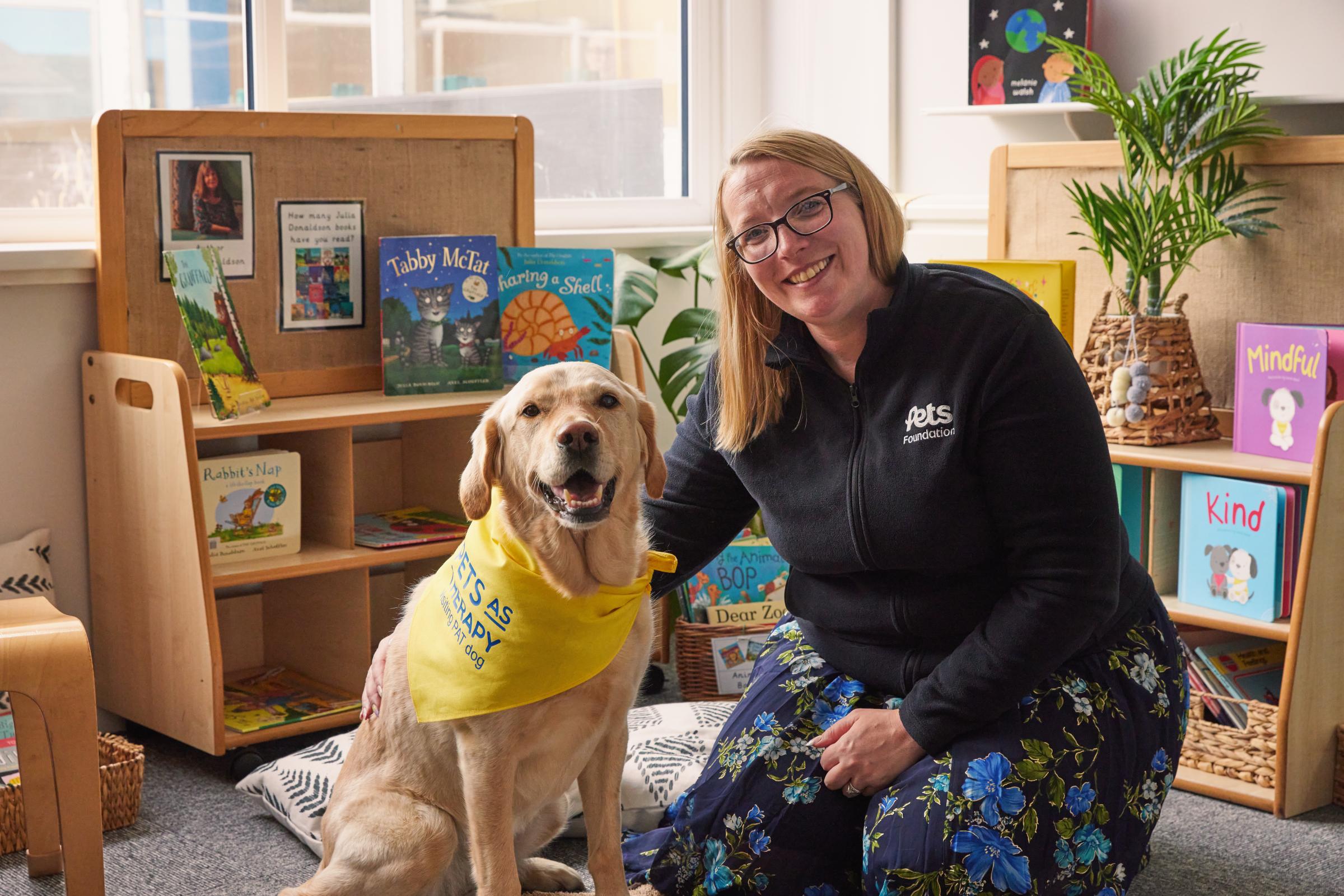 Each week, pupils of Frodsham Primary Academy are invited to read aloud to therapy dog Opal and owner Suzie Dickens.