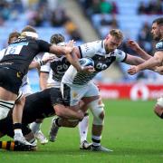 BREAKING THROUGH: Sale Sharks’ Jean-Luc du Preez, left, charges through against Wasps. Picture by Tim Goode/PA Wire