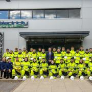 Ian Smyth with apprentices at the 'state-of-the-art' academy in Blackburn, Lancashire