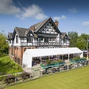 The pavilion at Old Trafford Bowling Club