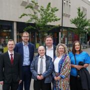 Representatives from Bruntwood Works and Trafford Council with Andrew Western MP