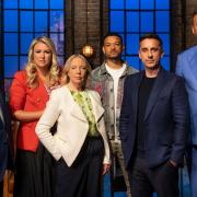 Gary Neville with the rest of the Dragon's Den cast