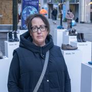 Paula Allen at the installation in the city centre