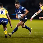Sale's George Ford (centre) in action  against Bath. Picture by Martin Rickett/PA Wire