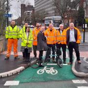 Trafford Council leader Tom Ross at the launch of the CYCLOPS junction at White City Way
