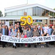 St John’s ministers the Rev. Rodney Green and the Rev. Mo Surrey ready for the 50th Anniversary celebrations with members of St. John’s congregation
