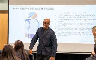 Ian Wright visited the college to talk about careers and skills