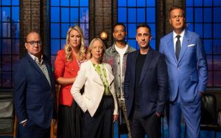 Gary Neville with the rest of the Dragon's Den cast