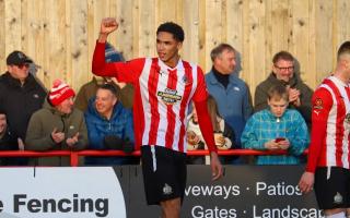 Marcus Dackers salutes the Alty crowd. Picture by Jonathan Moore
