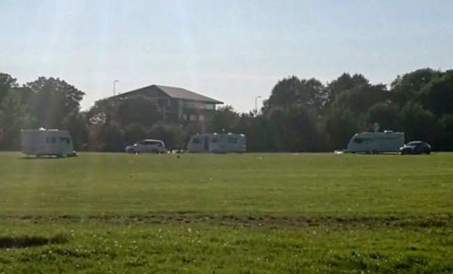 PARK: Caravans spotted on playig fields at Crossford Bridge